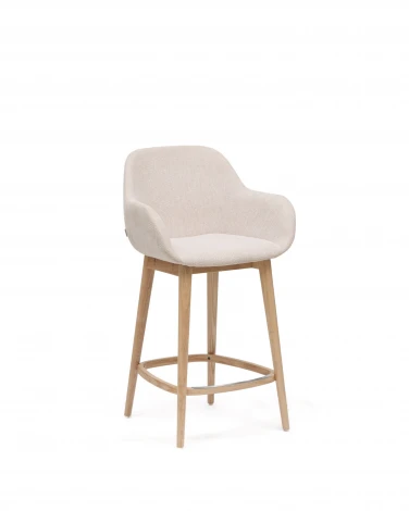 Полубарный стул Konna бежевого цвета с ножками из массива ясеня в светлой отделке, 65 см La Forma (ex Julia Grup) арт.216142