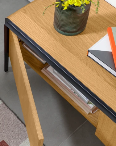 Тумба под телевизор La Forma (ex Julia Grup) Nadyria (Черный/ Шпон,Шпон дуба,Дерево,Сталь,МДФ)