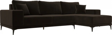 Диван угловой Льюес правый (Коричневый/Микровельвет) Лига Диванов арт.122405