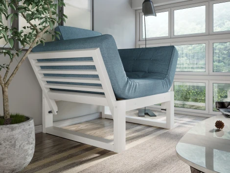 Кресло Arsko Балтик белая эмаль голубая рогожка