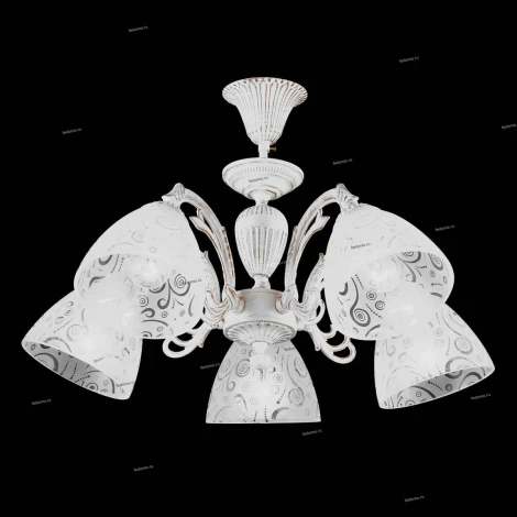 Люстра потолочная Natali Kovaltseva Martinez, 5 плафонов, белый с золотом и прозрачным