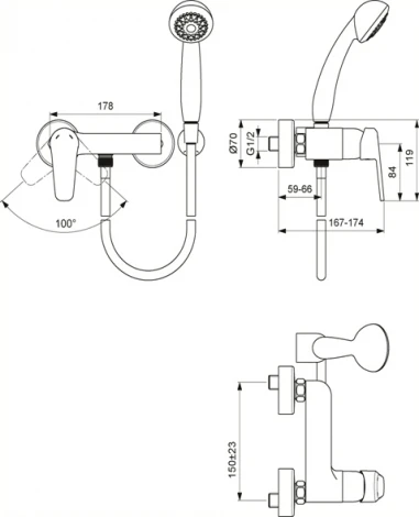 Смеситель Vidima Balance BA266AA для душа