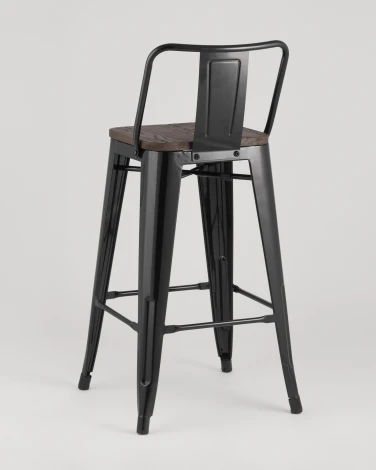 Стул полубарный Stool Group TOLIX WOOD со спинкой черный глянцевый УТ000000843