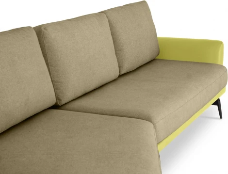 Диван Ispani угловой левый ОГОГО (арт.799392), (Ткань,Экокожа/Коричневый,Зеленый)