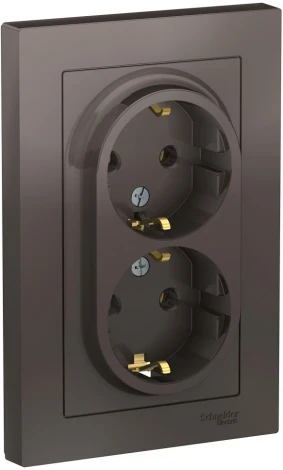 Розетка встраиваемая двойная с заземлением (мокко) Systeme Electric AtlasDesign ATN000624