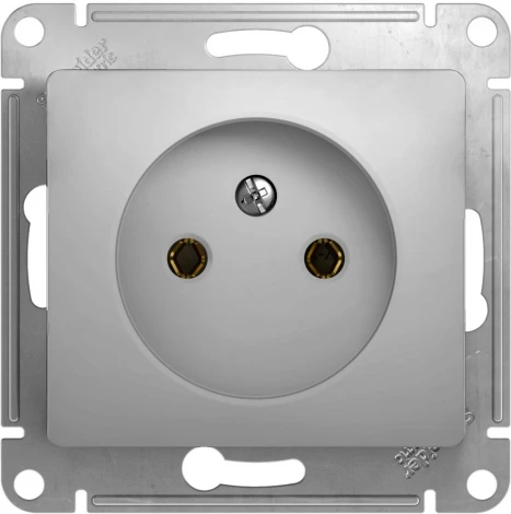 Розетка встраиваемая без заземления (алюминий) Systeme Electric Glossa GSL000341