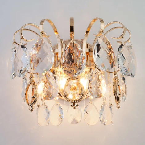 Настенный светильник Eurosvet Crystal 10081/2 золото/прозрачный хрусталь Strotskis