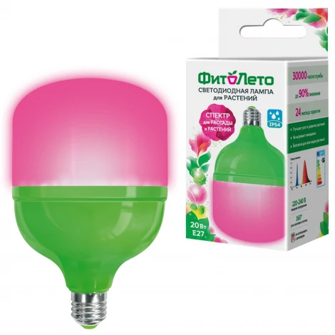 Лампочка светодиодная E27 20W цилиндр розовая Uniel LED-M80-20W/SPSB/E27/FR PLS55GR