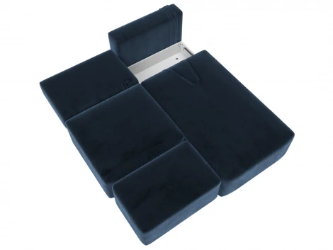 Диван угловой модульный с пуфом Лига-060 НПБ угол универсальный (ЛДСП,Брус,Фанера/Пластик/Велюр/Синий) Лига Диванов 129681