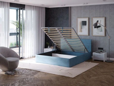 PROxSON Кровать Vector с бельевым ящиком (Ткань: Велюр Monopoly Прованский синий (792)) 160x200