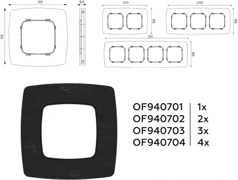 Рамка Ambrella Volt OMEGA Opera (Черный мрамор) 4-ая OF940704