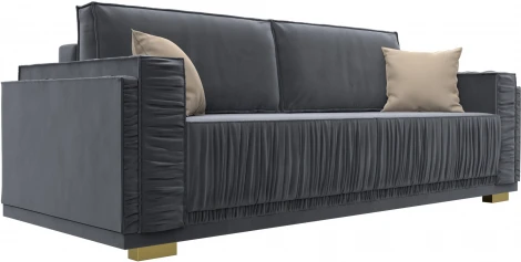 Диван прямой Лига-044 (Серый,Бежевый/Велюр) Лига Диванов арт.122254