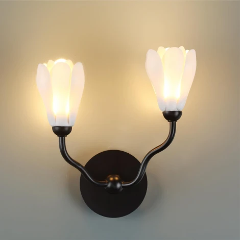 Бра Odeon Light Gardi 5090/2W черный матовый/белый/фарфор G4 LED 2*5W (220V, цветы)