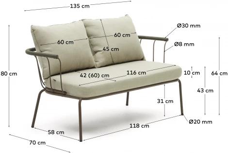 Диван уличный La Forma (ex Julia Grup) Salguer (Коричневый,Зеленый/ Веревка)