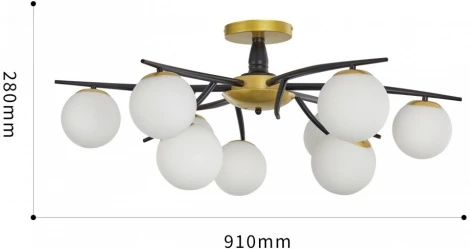 Потолочная люстра на штанге Arte Milano Neapolis-73408 273408/9 BK/GD (220V, шар)