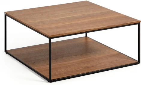 Yoana Журнальный столик из орехового шпона и черного металла 80 x 80 см La Forma (ex Julia Grup) арт.146307