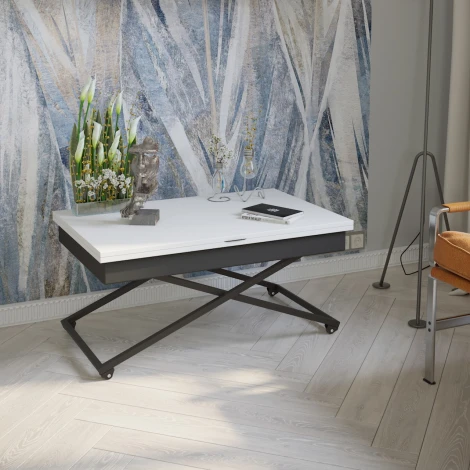 Стол универсальный трансформируемый АНДРЭ Loft ЛДСП белый/чёрный от фабрики Mebelik