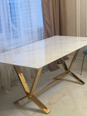 Стол обеденный IST-CASA Дориан DT-2853, 180х90х75 см, белый мрамор