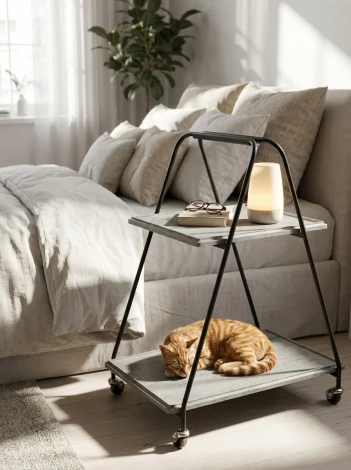 Стол сервировочный Милн черный/серый шпат Mebelik 008693