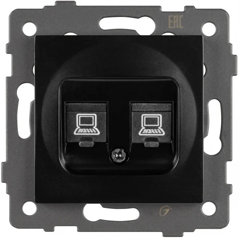 Механизм компьютерной розетки двойной SCT-MPC2-PL-BK-V (RJ-45, CAT6) (Arlight) 049853