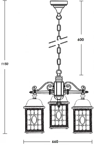 Уличный светильник подвесной Oasis Light LONDON L 64870L/3 Bl (220V, на цепи, IP44)