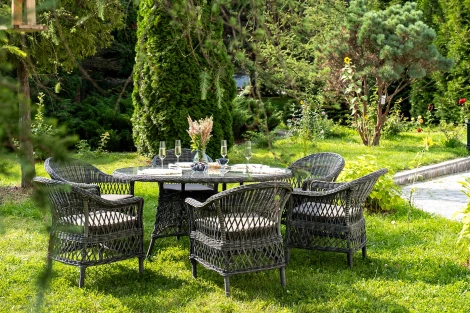 "Эспрессо–150 S" обеденная группа плетеная, цвет графит 4SIS арт.УТ-00007676