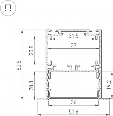 Профиль SL-LINIA52-3L-F-2000 ANOD BLACK (Arlight, Алюминий) 044685