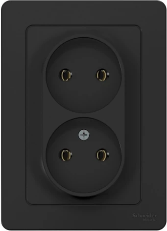 Розетка встраиваемая двойная без заземления (антрацит) Systeme Electric Blanca BLNRS000026