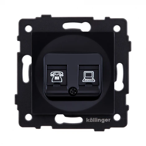 Розетка двойная RJ11 + RJ45 черный Kollinger REA-011BK для Aspekt, Eleganz, Reflex