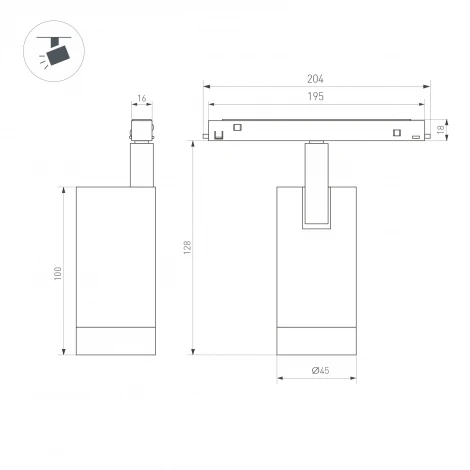 Трековый светильник MAG-ORIENT-SPOT-R45-12W Day4000-MIX (BK, 24 deg, 48V, TUYA Zigbee) (Arlight, IP20 Металл) 061553