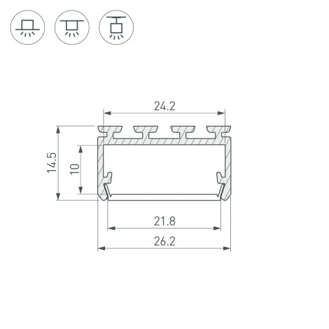 Профиль PLS-LOCK-H15-2000 ANOD (Алюминий) 027737 Arlight