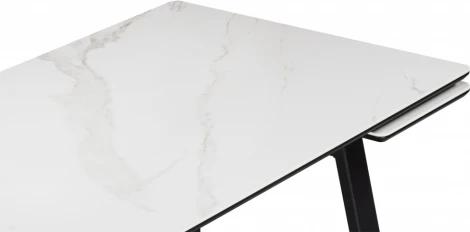 Керамический стол Notta Джек 140(200)х80 белый мрамор alpin white / черный арт.612899