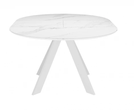 Стол DikLine SKC90 d900 Керамика Белый мрамор/подстолье белое/опоры белые арт.00-00073779