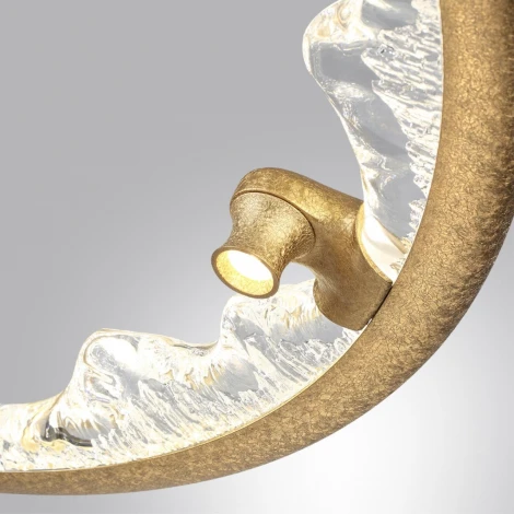 Подвесной светильник Odeon Light Cayon 7002/55L золотой ice crack/акрил/хрусталь с ПДУ IP20 LED 55W 2843Лм 3000/4000/5700K (220V, на тросе, круглые)