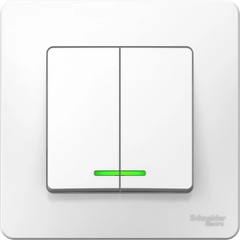 Выключатель встраиваемый двухклавишный с подсветкой (белый) Systeme Electric Blanca BLNVS006511