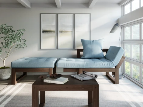 Кресло Arsko Амбер орех голубая рогожка