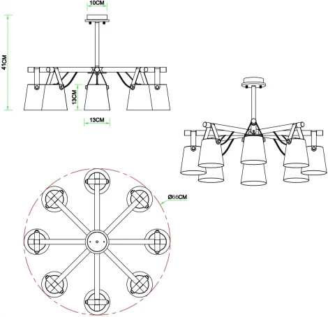 Потолочная люстра на штанге Arte Lamp Thomas A7032PL-8WH (220V)