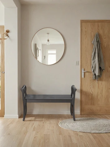 Скамья для прихожей с подлокотниками массив, каркас венге Mebelik арт.007568