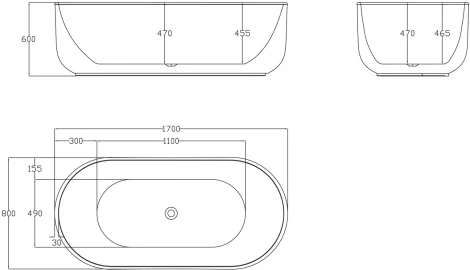 Акриловая ванна BelBagno BB401-1700-800