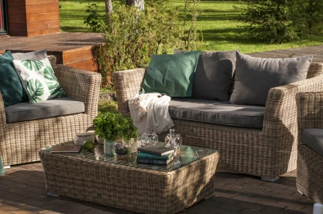 Диван из искусственного ротанга двухместный, цвет соломенный 4SIS Капучино YH-C2130W-3