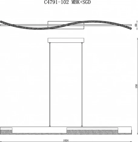 Подвесной светильник светодиодный с пультом iLedex Scorpio C4791-102 MBK+SGD (220V, на проводе)