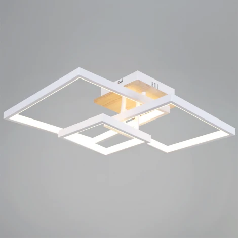 Потолочная люстра светодиодная на штанге с пультом с регулировкой цветовой температуры, яркости и ночным режимом Reluce 98560-0.3-03 WH+WOOD