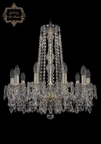 Подвесная люстра Art Classic 11.23 11.23.10.200.h-59.Gd.Dr (220V, хрусталь, на цепи, подсвечник, свеча)