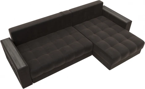 Диван угловой с декором и полкой Лига-050 НПБ Лига Диванов (Велюр) арт.128595