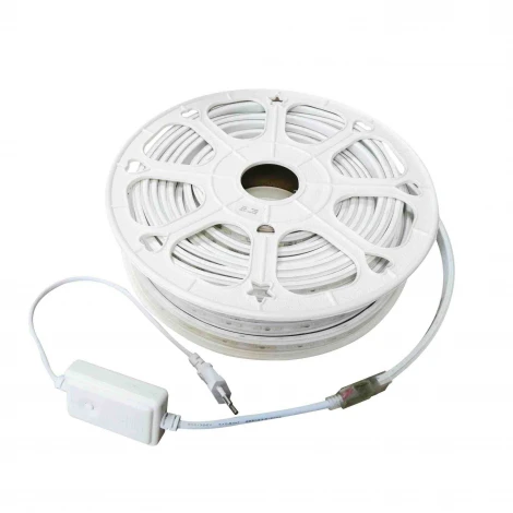 Светодиодная лента 220В 12Вт/м SMD5050 60д/м IP65 белый шнур ПВХ с прозрачным рассеивателем 16х7мм, 15м с аксессуарами, RGB Apeyron 10-51