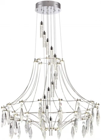 Подвесная большая люстра Odeon Light Flamenco 6699/51L хром/металл/хрусталь IP20 LED 51W (220V, на проводе)