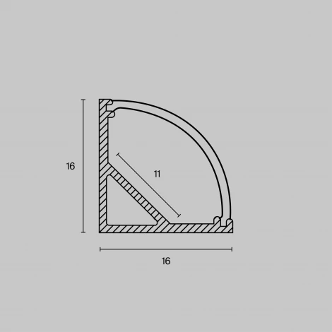 Алюминиевый профиль накладной 16x16 R Maytoni Led Strip ALM008S-2M
