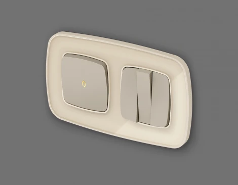 Лицевая панель Ambrella Volt OMEGA (Серо-бежевый матовый) для 3-кл выключателей QUANT OP3650