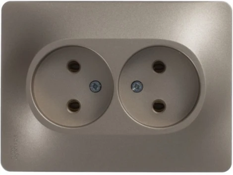 Розетка встраиваемая двойная без заземления (титан) Systeme Electric Glossa GSL000420