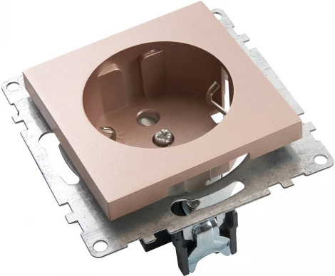 Розетка с заземлением и шторками (шампань) Stekker Катрин 39596